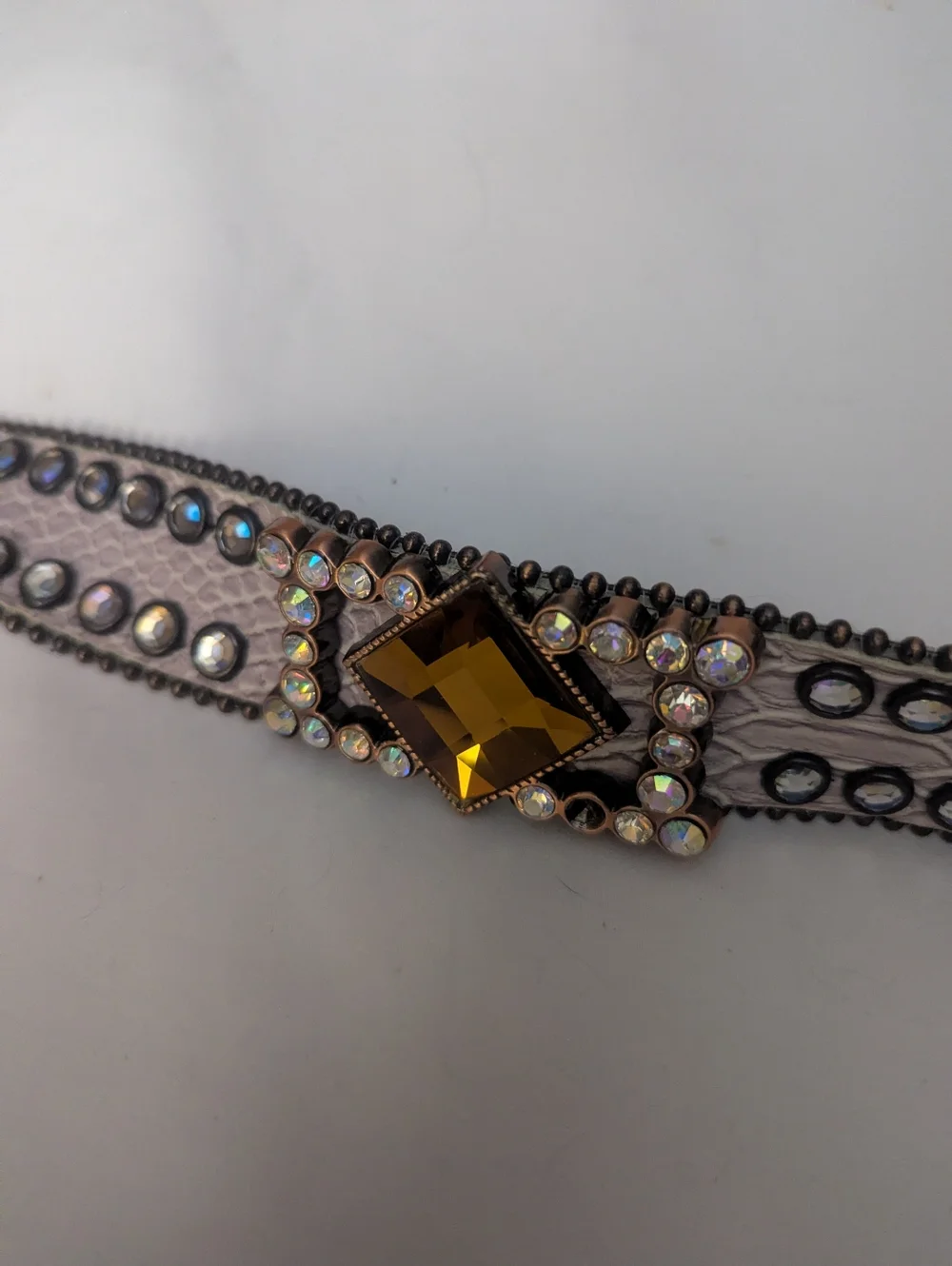 Crystal-Embellished  Metallic Buckle Women's Belt S- M